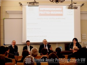 Od lewej: Jacek Kozłowski, Wojciech Olejniczak, Kazimierz M. Ujazdowski, prof. Jolanta Itrich-Drabarek.