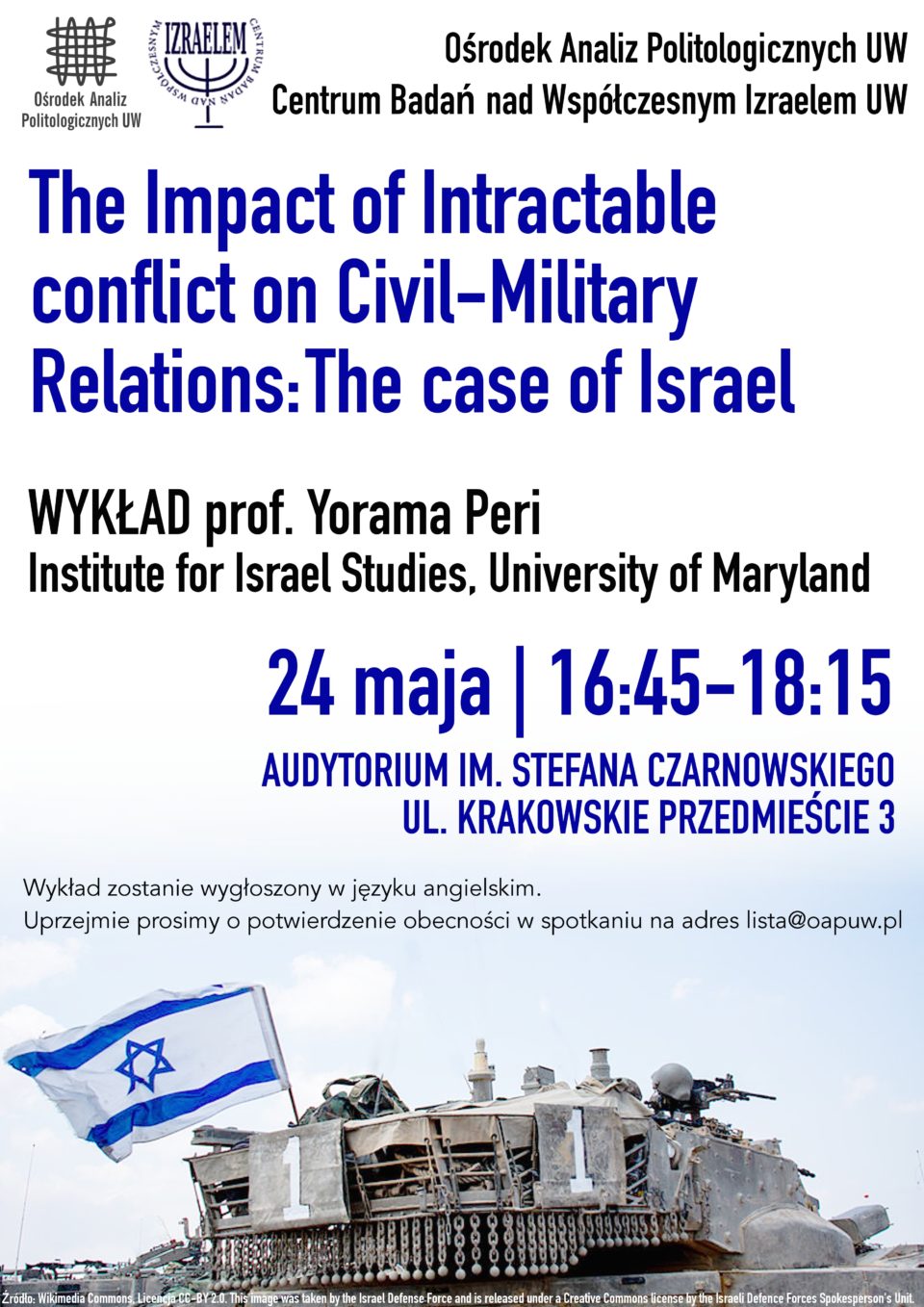 plakat ok - wykład prof. Yorama Peri, 24.05.2016